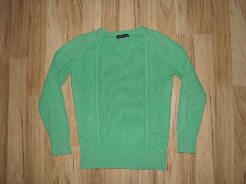 ZARA MAN Sweter O-Neck zielony bawełna XL BDB