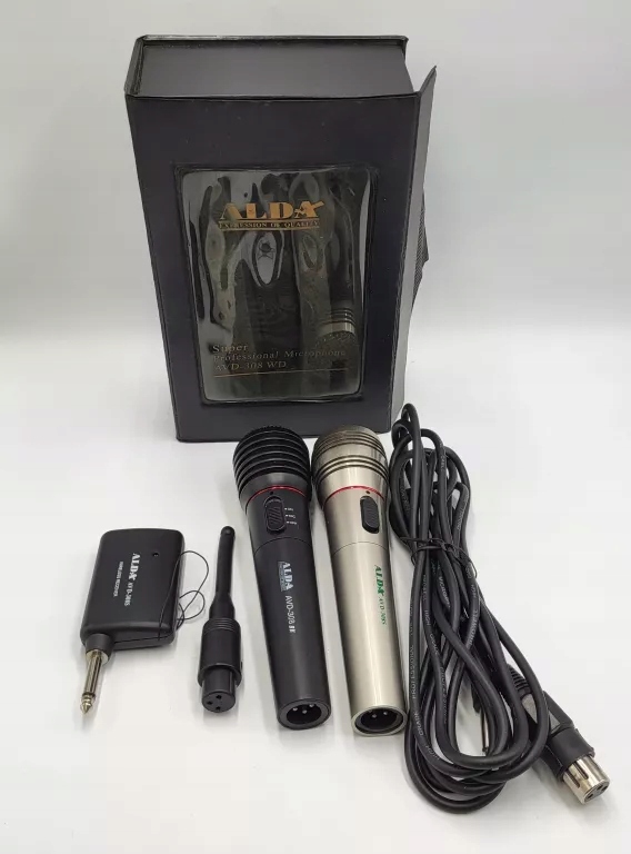 MIKROFONY ALDA AVD-308S + AVD-308BK +ODBIORNIK BEZPRZEWODOWY JACK