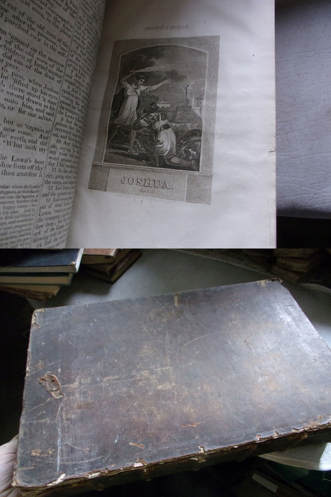 olbrzymia BIBLIA STARY I NOWY TESTAMENT 40 plansz oprawa skóra 1814