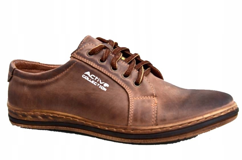 BUTY MĘSKIE PÓŁBUTY CASUAL SKÓRA NATURALNA brown