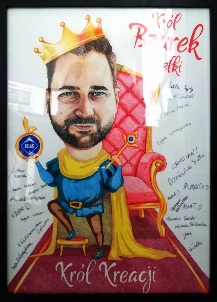 Karykatura ze zdjęcia prezent, 4 osoby format 50/70 cm