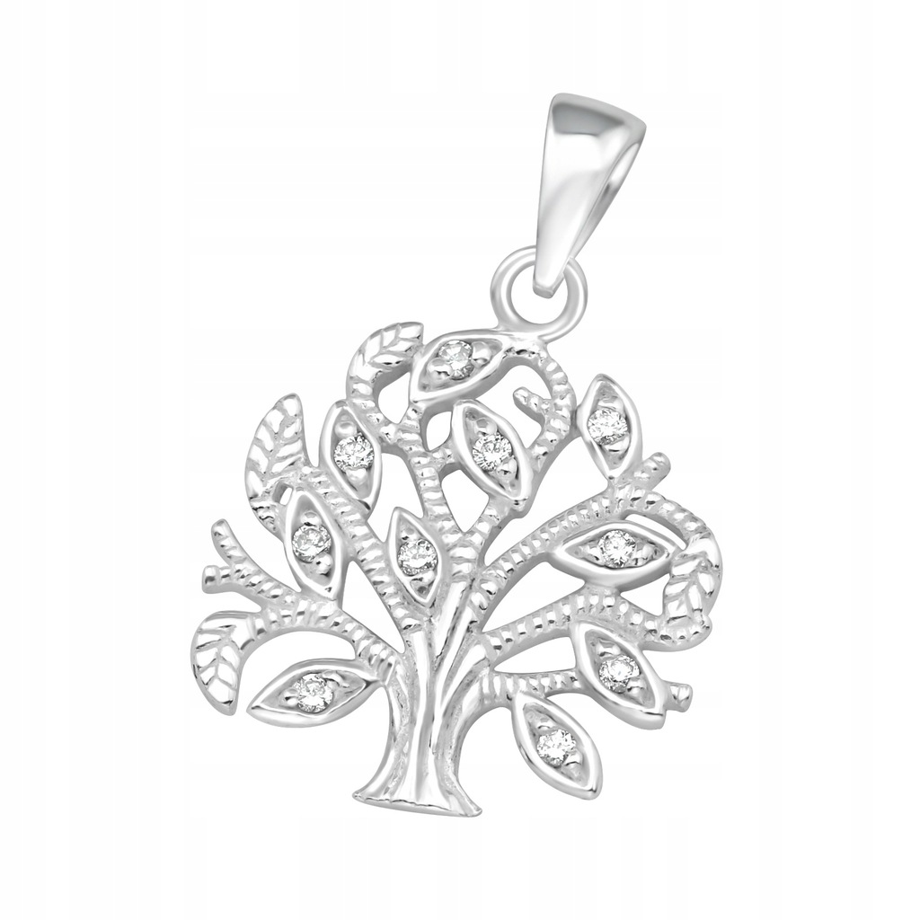 SREBRNY WISIOREK DRZEWO ŻYCIA Z CYRKONIAMI SREBRO PRÓBY 925