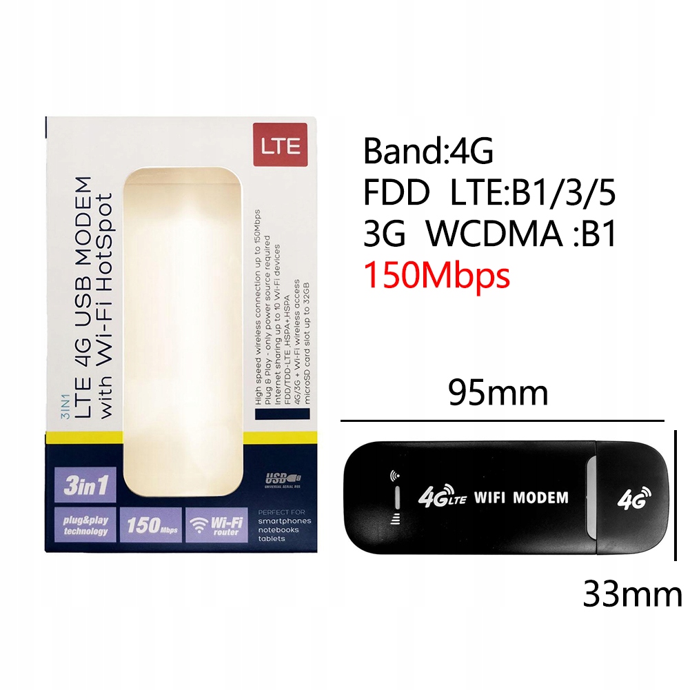 4G LTE bezprzewodowy Dongle USB Router wi-fi 150 m