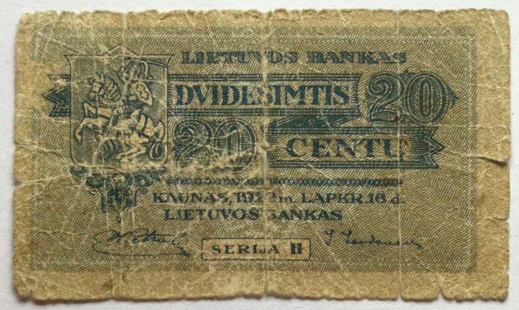 Litwa 20 Centu 1922 Kaunas st 5-/6+