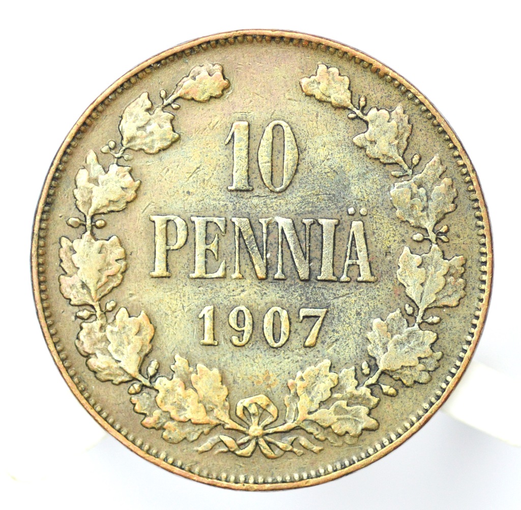 ROSJA - FINLANDIA - MIKOŁAJ II 10 PENNIA 1907