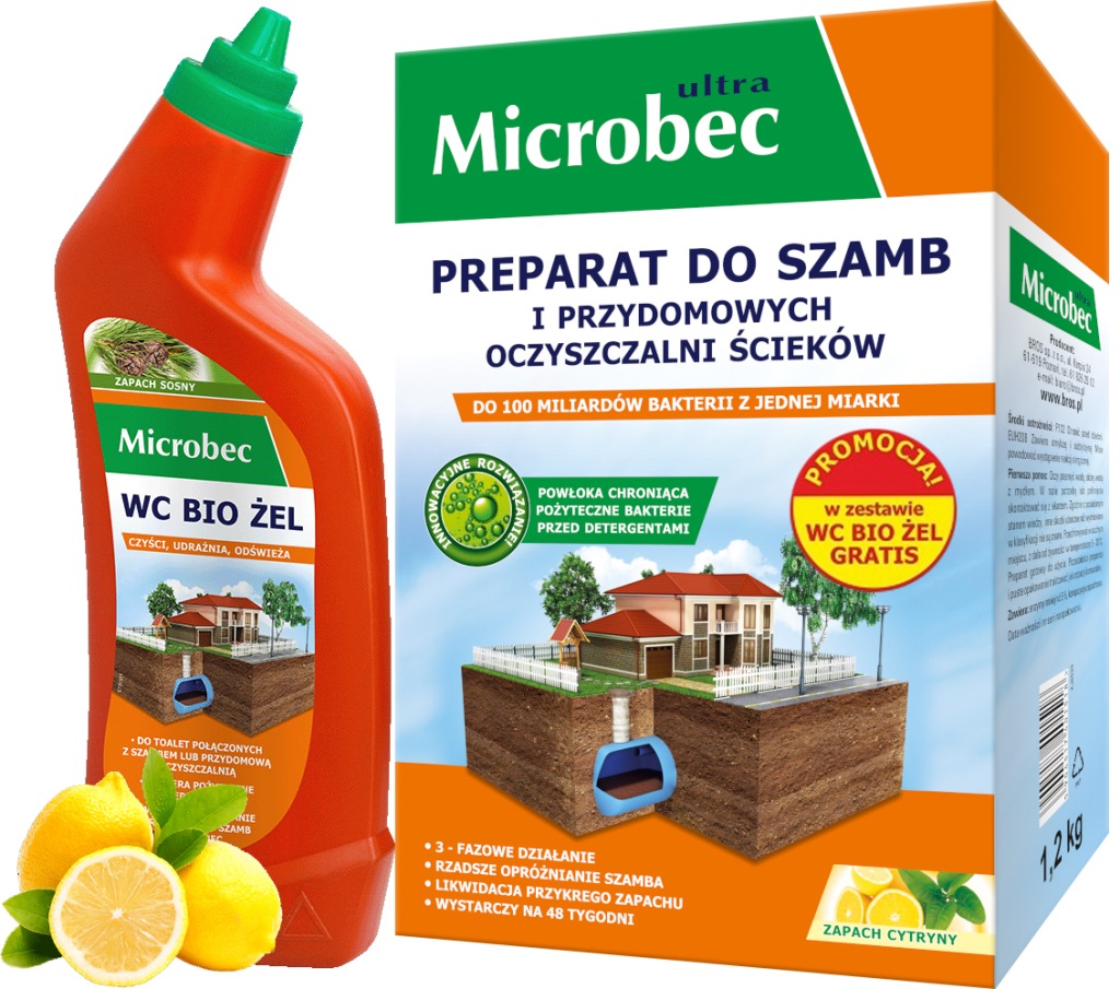 Preparat Do Szamb Microbec ULTRA 1kg Zapach Cytryny + Żel WC Bio MICROBEC