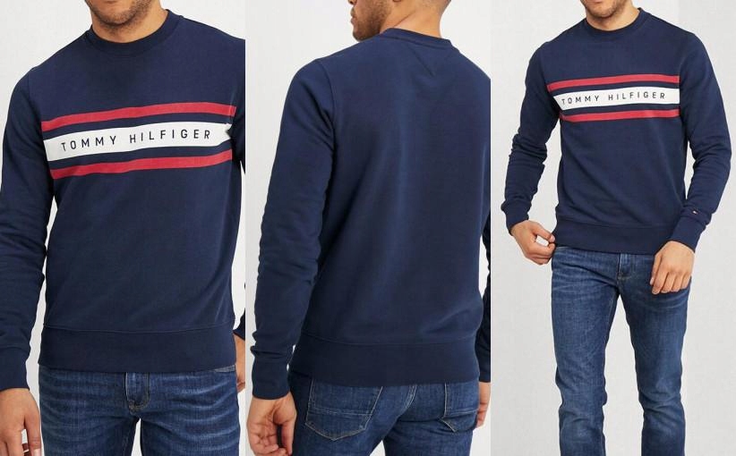 E28O012 BLUZA GRANATOWA NADRUK TOMMY HILFIGER L