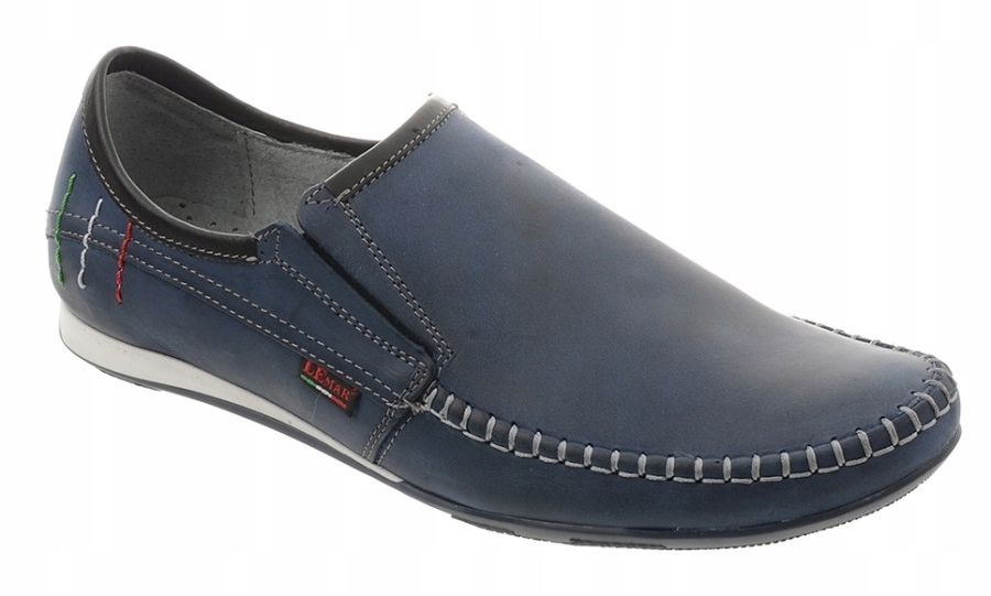 BUTY MĘSKIE MOKASYNY SLIP ON SKÓRA 911 GRANAT 41