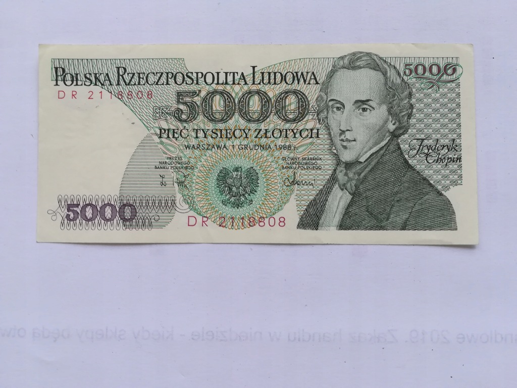 Banknot 5000 zł z 1988r