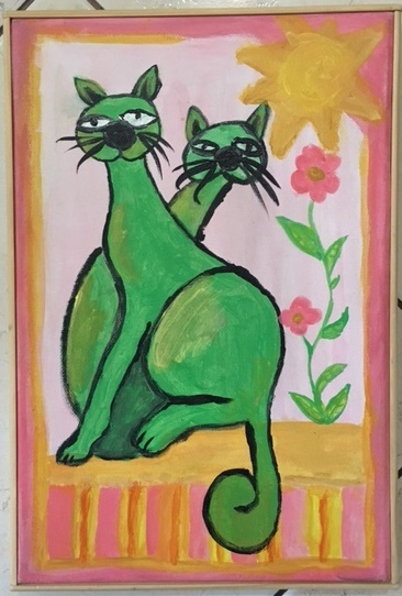 Obraz malowany przez dziecko - Koty