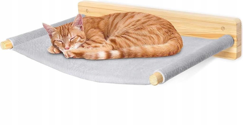 WOOWOOD Szara Hamakowa Półka dla Kota, XL, Zestaw 3w1 #6059