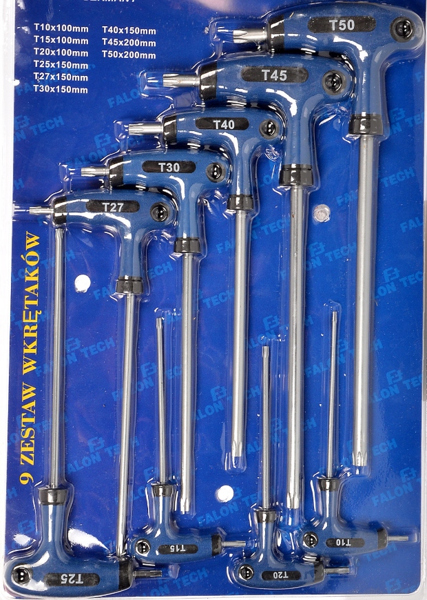 WKRĘTAKI KLUCZE TORX T10-T50 ZESTAW MŁOTECZKI T