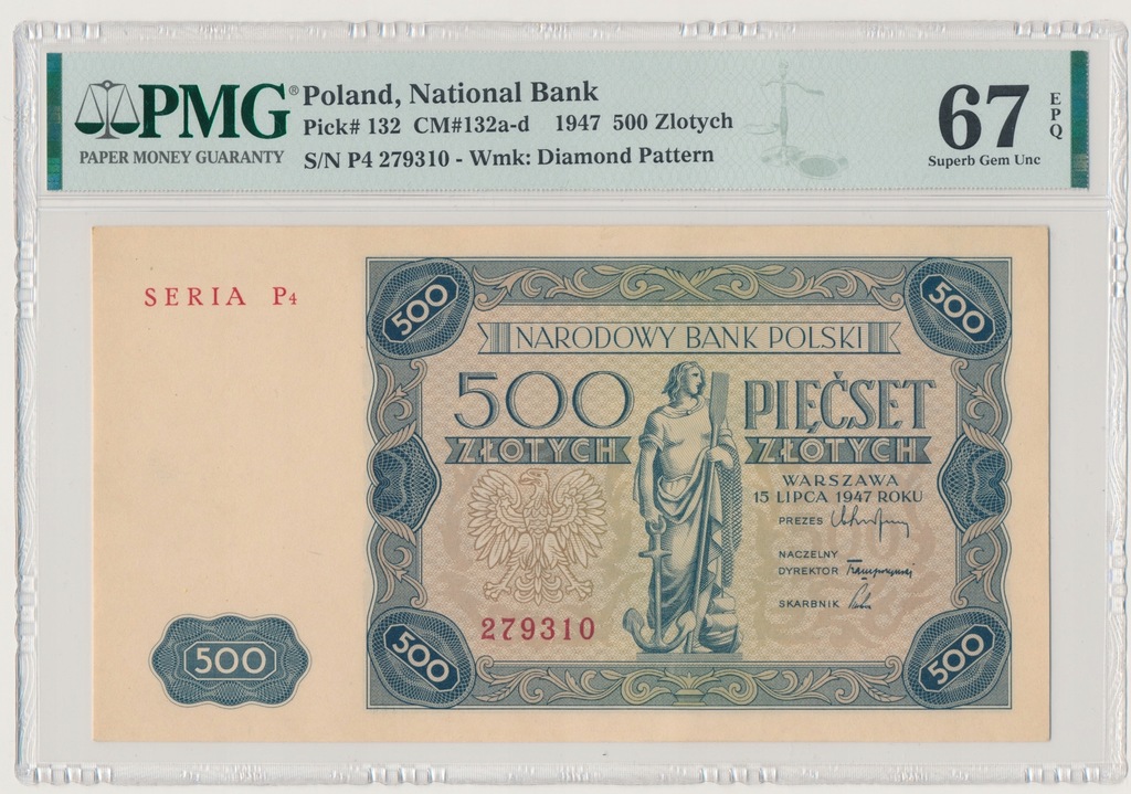 5682. 500 złotych 1947 - P4 - PMG 67 EPQ