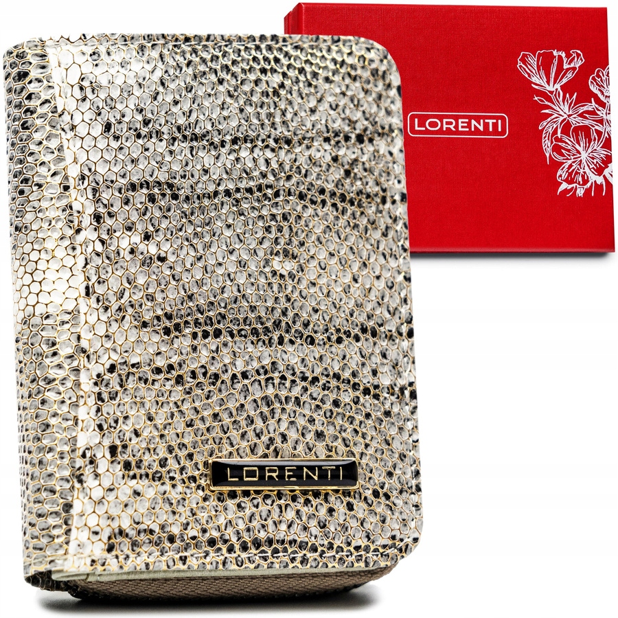 Skórzany portfel damski z modnym wężowym wzorem Lorenti