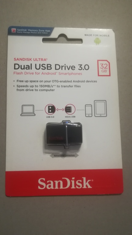 Dysk USB 32 GB USB+MICRO USB + uchwyt na smycz