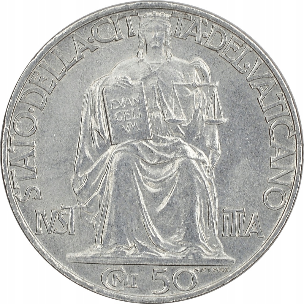 9.WATYKAN, PIUS XII, 50 CENTESIMI 1942 mennicza