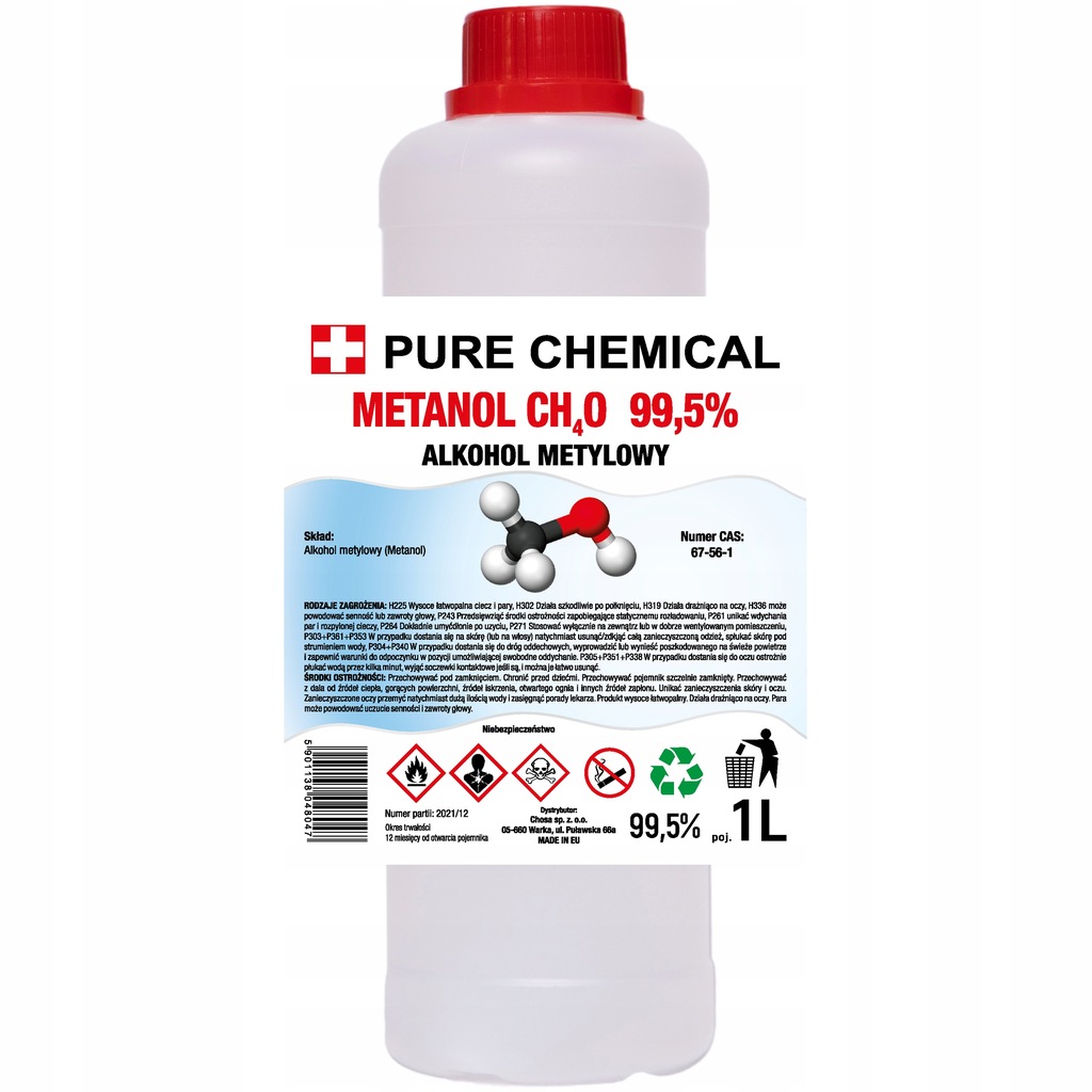 METANOL CZYSTY ALKOHOL METYLOWY 99,5% 1L 1000ml