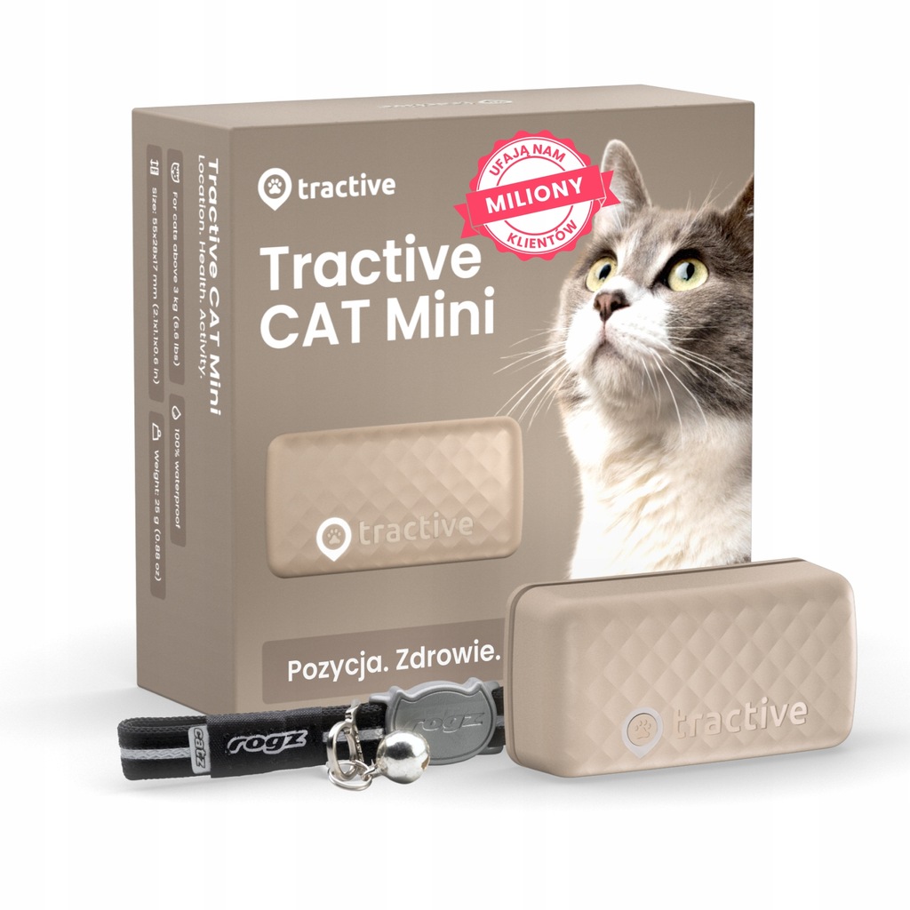 Lokalizator GPS dla kotów TRACTIVE GPS CAT Mini - Brązowy