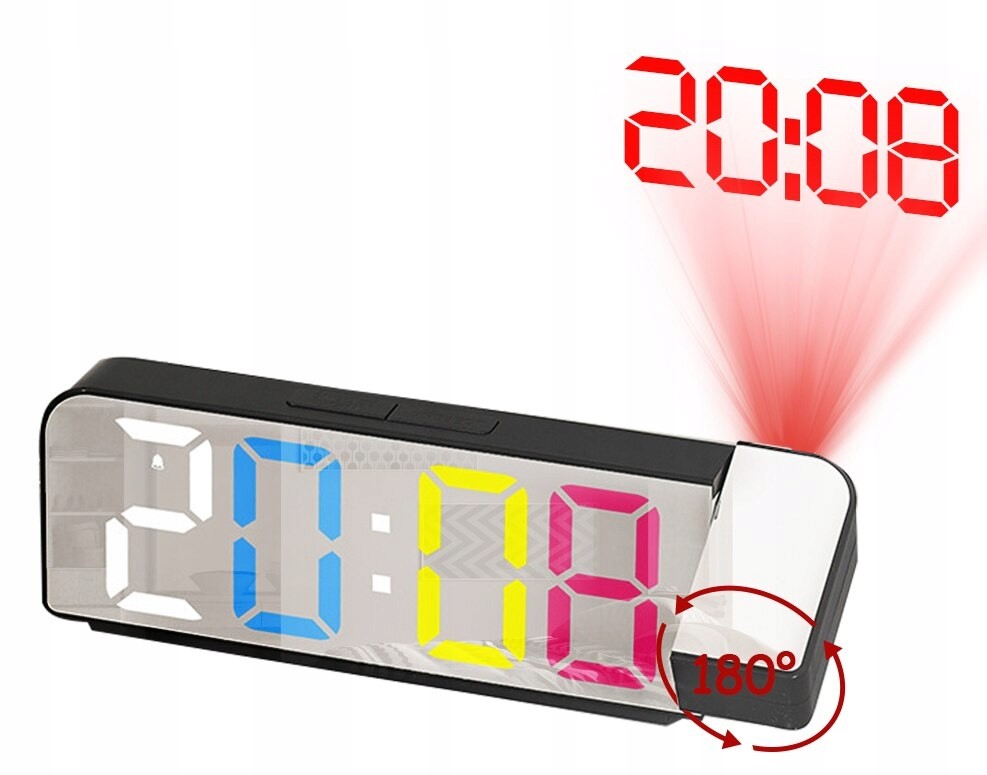 Budzik z projektorem zegarek do sypialni PROJEKTOR ZEGAR BUDZIK LED ALARM