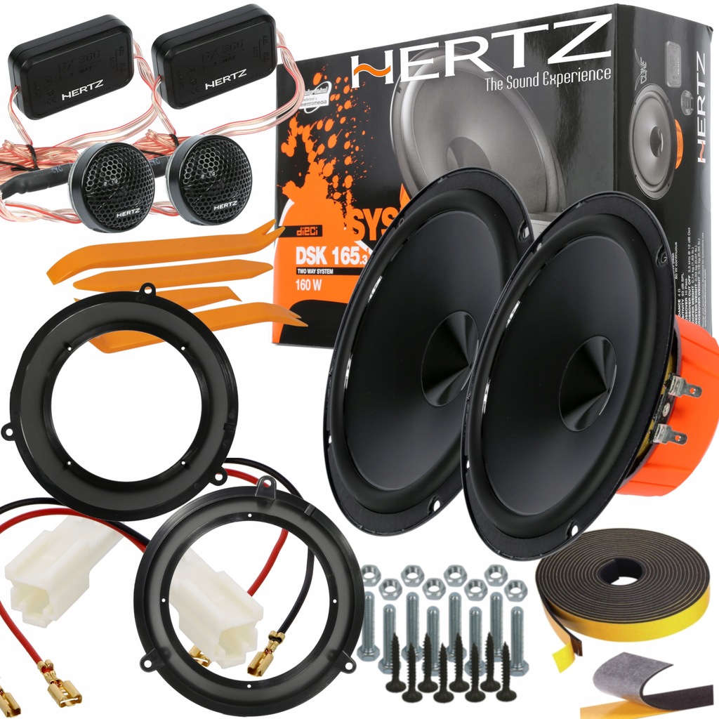 HERTZ DSK165 GŁOŚNIKI FIAT PANDA 169 DRZWI PRZÓD DYSTANSE + MATA