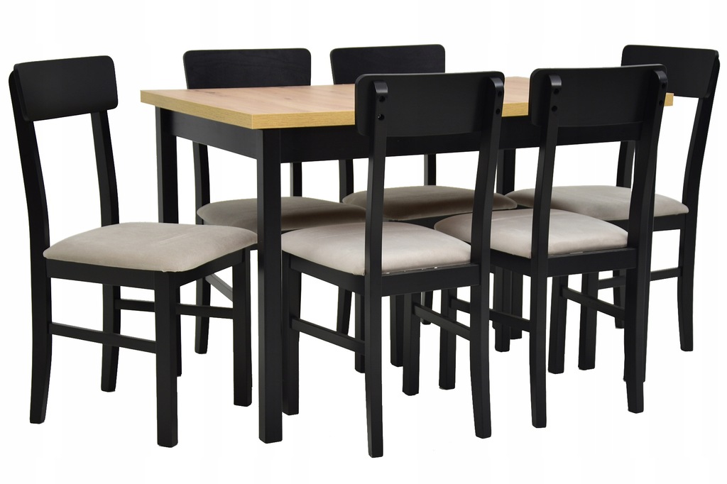 Stół 70x120/160 cm i 6 krzeseł LEO inne kolory