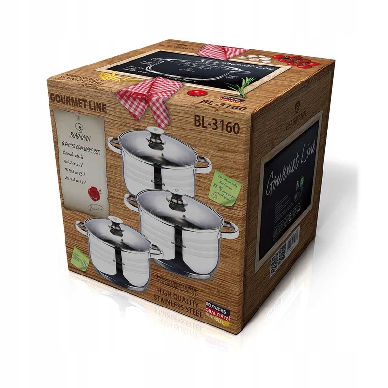 ZESTAW GARNKÓW ZE STALI NIERDZ. 6 EL. BLAUMANN GOURMET LINE BL-3160