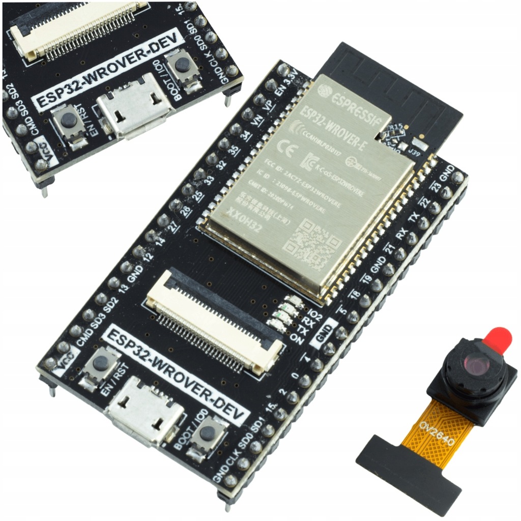Płytka ESP32 z kamerą ESP32-WROVER CAM WiFi + BLE Bluetooth moduł z OV2640