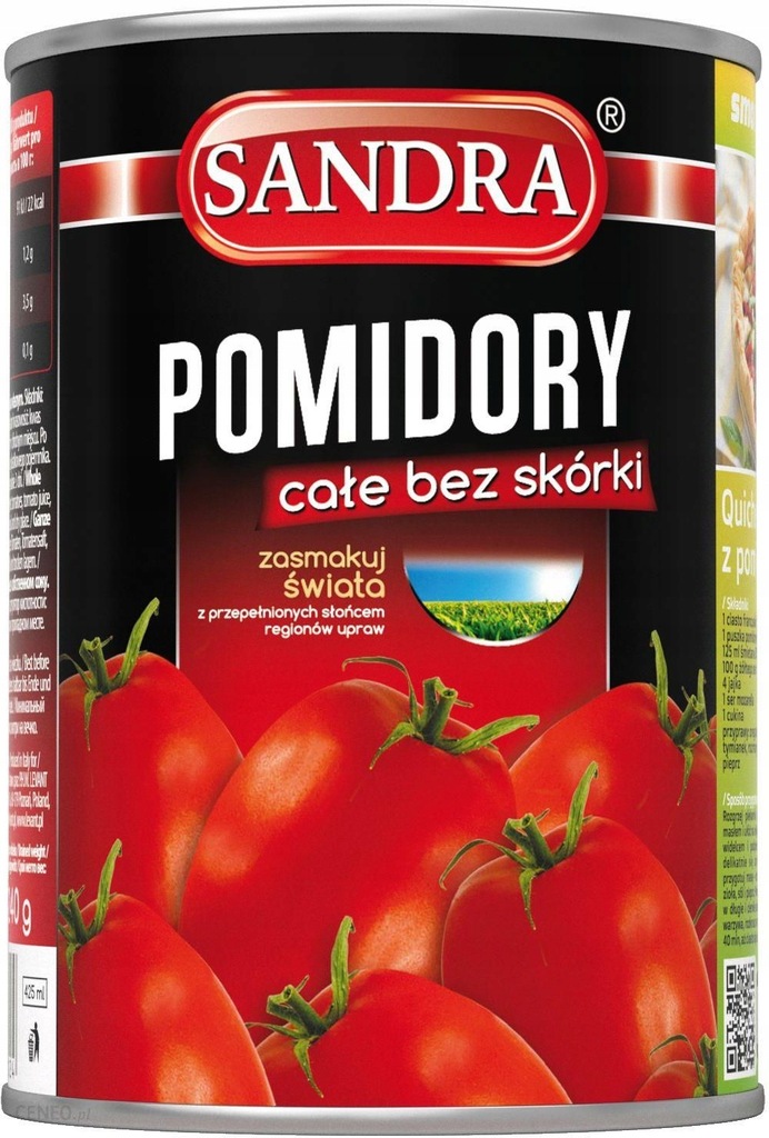 Pomidory całe bez skórki Sandra puszka 425ml