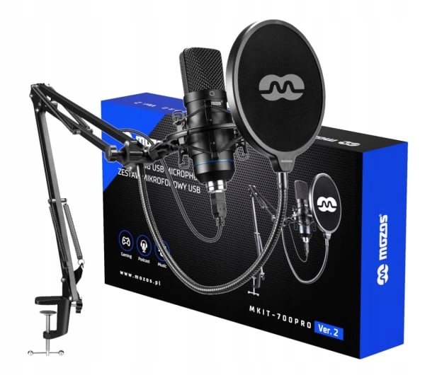 Mozos MKIT-700PRO V2 Mikrofon USB Zestaw 192 kHz 24 bit Pop-filtr Ramię