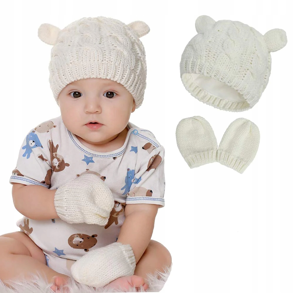 VUCDXOP Zestaw czapek i rękawiczek zimowych dla dziecka 0-18M