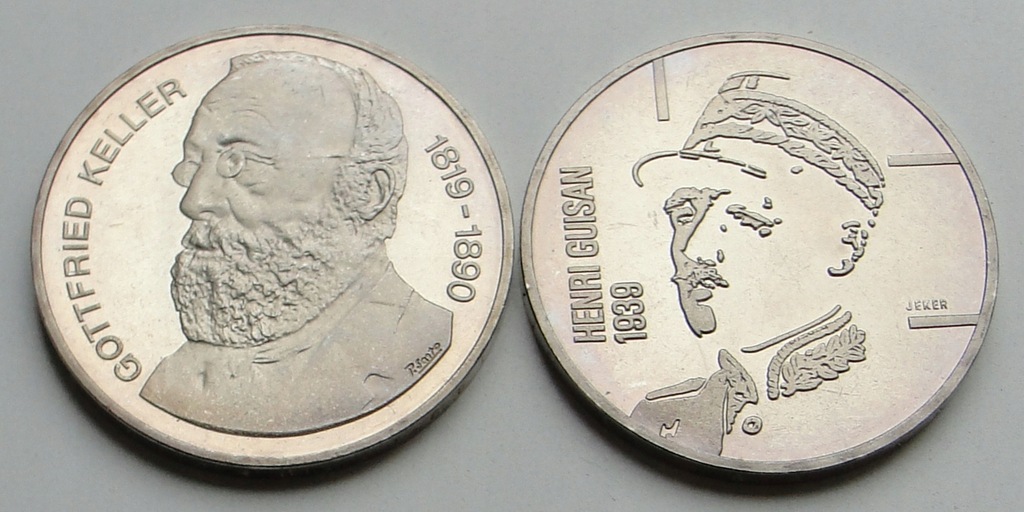 Szwajcaria - 5 franków 1989, 1990 Guisan, Keller