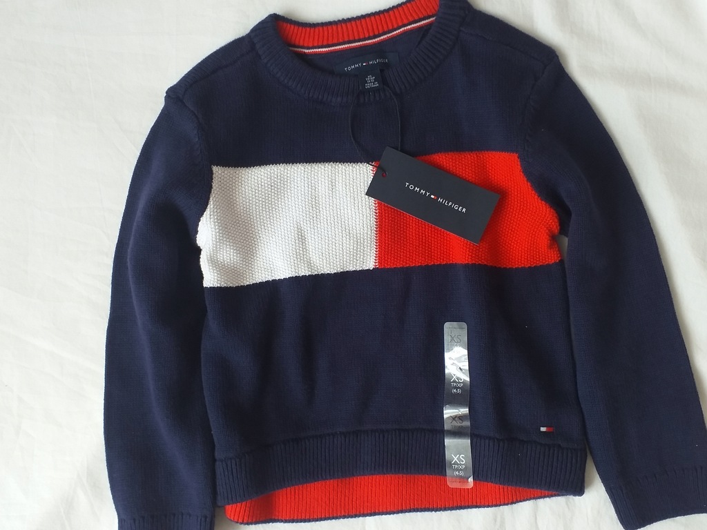 TOMMY HILFIGER SWETEREK DZIECIĘCY XS BAWEŁNA