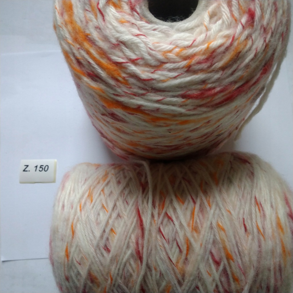 Przędza dziewiarska biały/czer/pom 0.62 kg Z.150