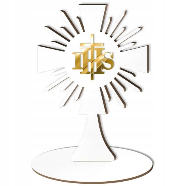 DEKORACJA ozdoba KIELICH biały IHS złota KOMUNIA