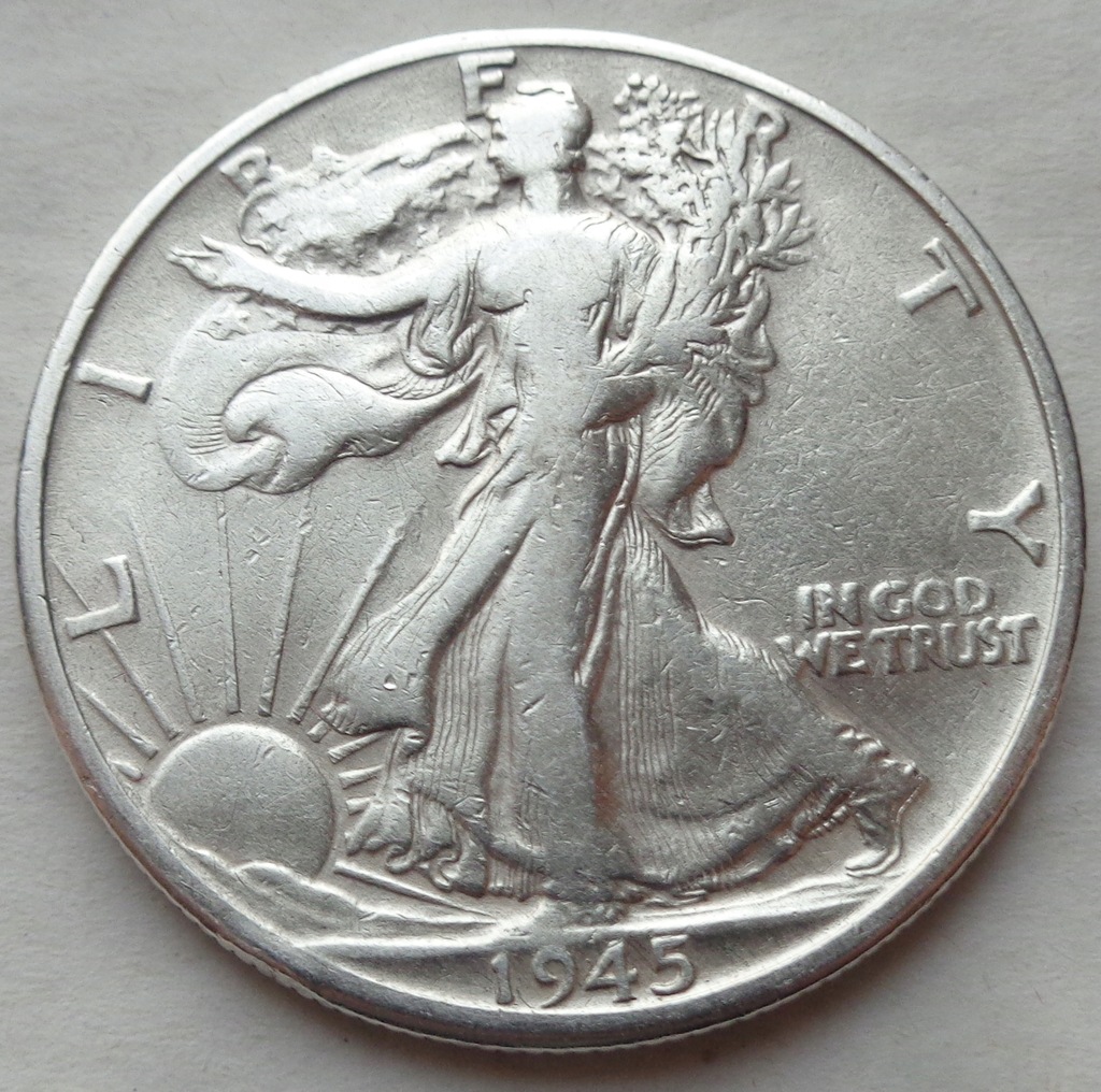 USA - 1/2 DOLARA - 1945 D - Walking Liberty Half Dollar - srebro