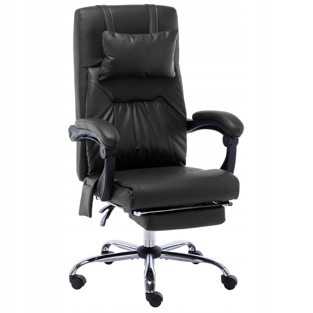 Krzesło biurowe z funkcją masażu, czarne, sztuczn