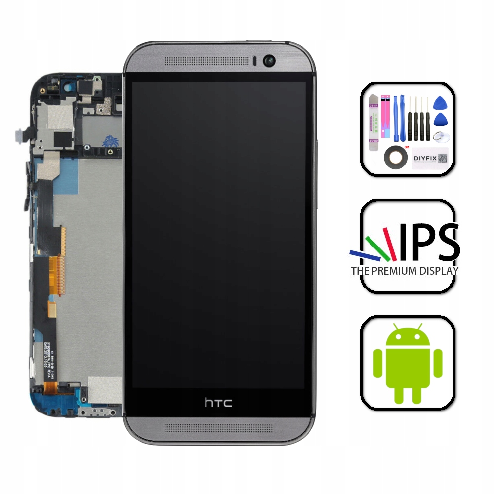 HTC ONE M8 WYŚWIETLACZ RAMKA LCD DOTYK CZARNY