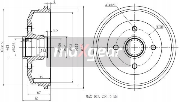 Bęben hamulcowy MAXGEAR 19-1040