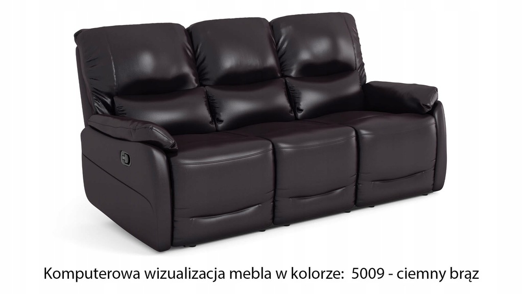 Sofa skórzana 3 osobowa z funkcją relax Florida kolor ciemny brąz