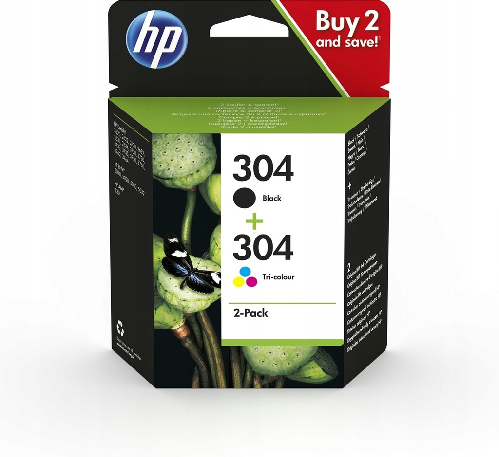 Tusz HP zestaw HP 304, HP304=3JB05AE, zawiera czarny i kolor, N9K06AE+N9K05