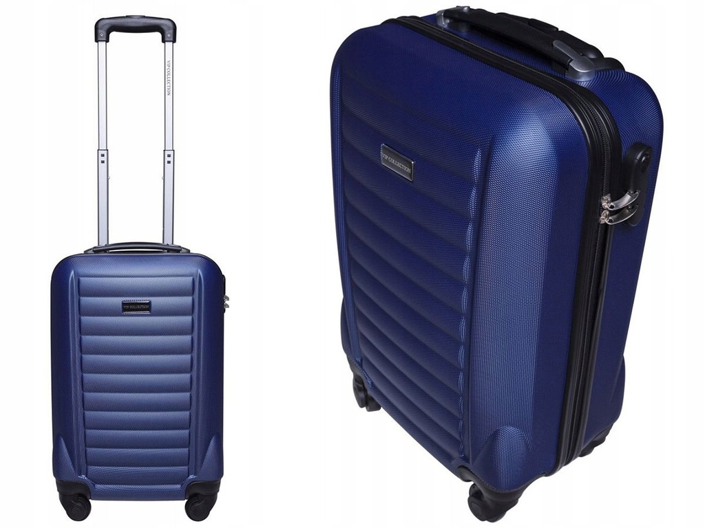 Pojemna twarda walizka 28L ciche kółka niebieska