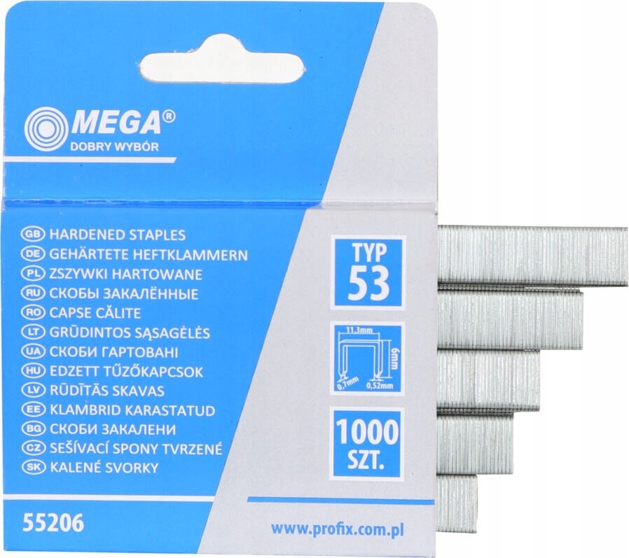 55212 Zszywki tapicerskie hartowane typ 53, L:12mm, Mega