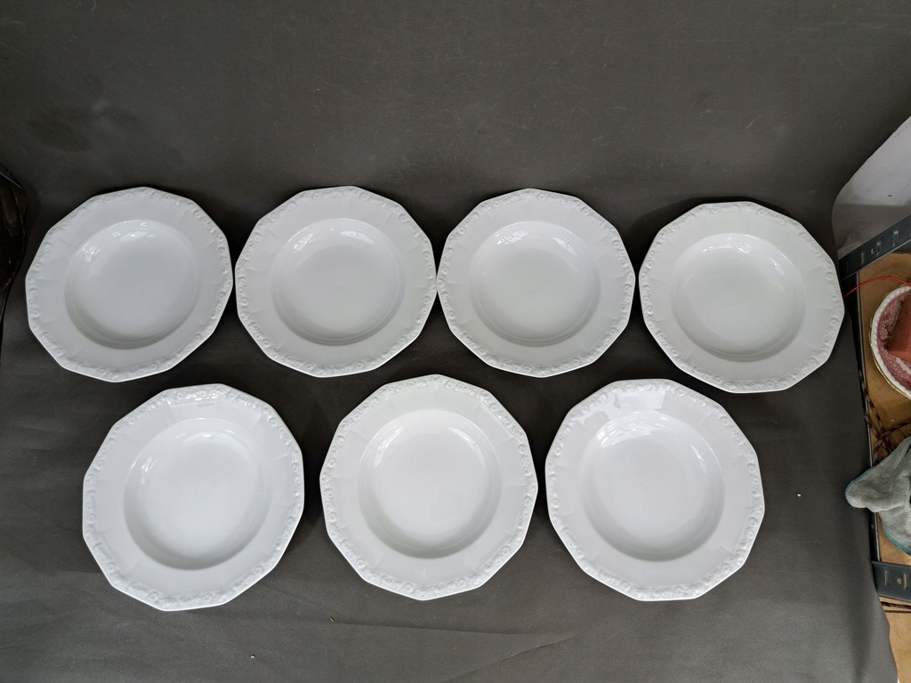 Głębokie talerze obiadowe porcelanowe Rosenthal biała Maria, zestaw 7 szt.