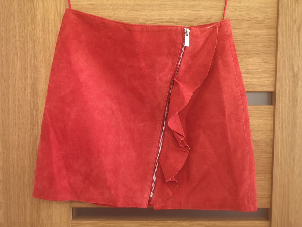 Spódnica czerwona Mango suwak falbana M 38