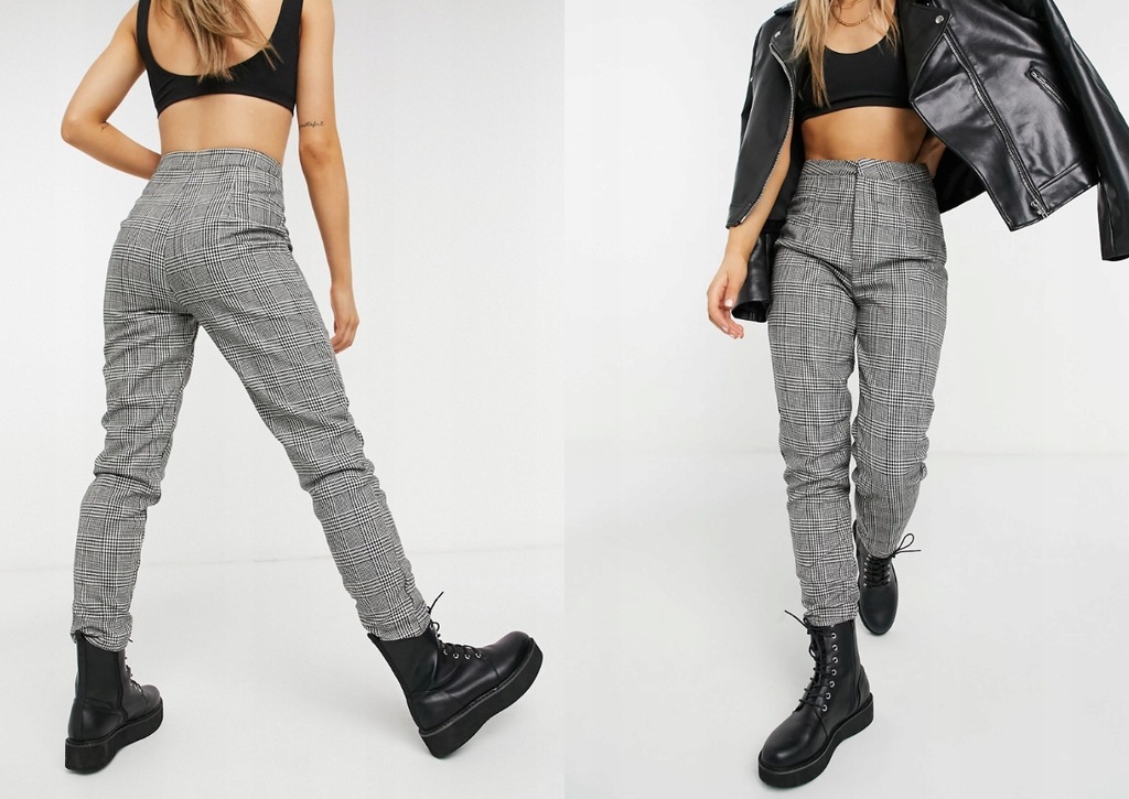 MISSGUIDED SPODNIE Z DOMIESZKĄ WEŁNY XS