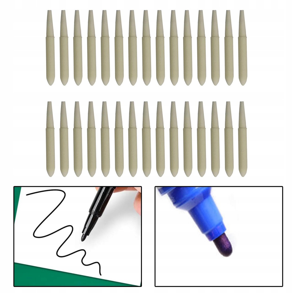 30x Fillable Pen Double Head Tool Blank Paint Penholder Pen Tips 34.5x4x2MM