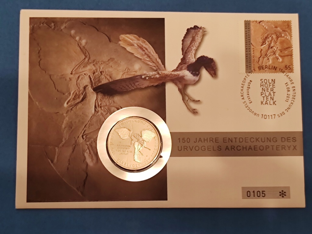 Niemcy 10 Euro 2011 + list FDC Archeopteryx