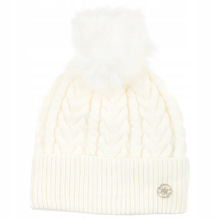 Czapka Damska z Pomponem Guess Cap AW8727 Biała