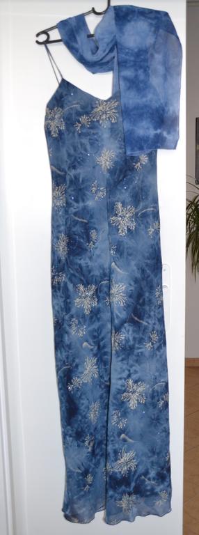 Sukienka NA WESELE piękna w błękitach 44+szal