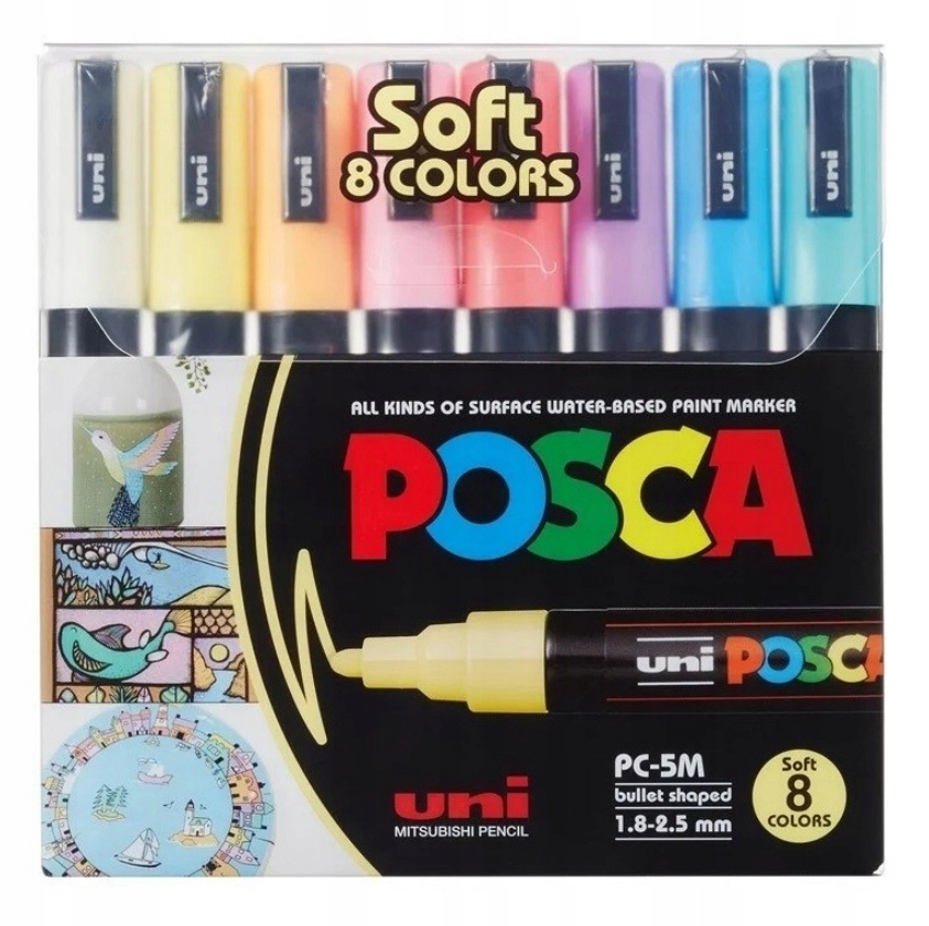 Marker UNI POSCA PC-5M komplet 8 szt soft colors